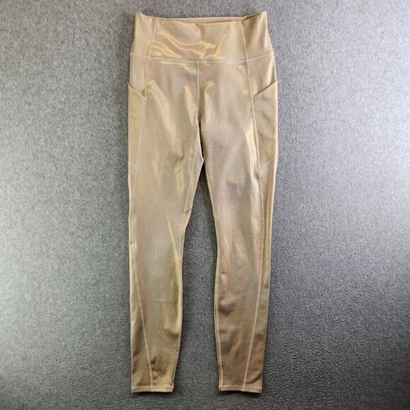 Fabletics Leggings Womens S Cream Micro Polka Dot Shiny Shimmer Pockets Ankle - Picture 14 of 14